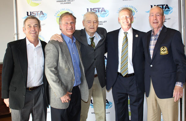 Members of the Tennis Hall of Fame: Pancho Walthall, Doug Boswell, Bernis Duke, Russell Warner, Frank B. Ward.