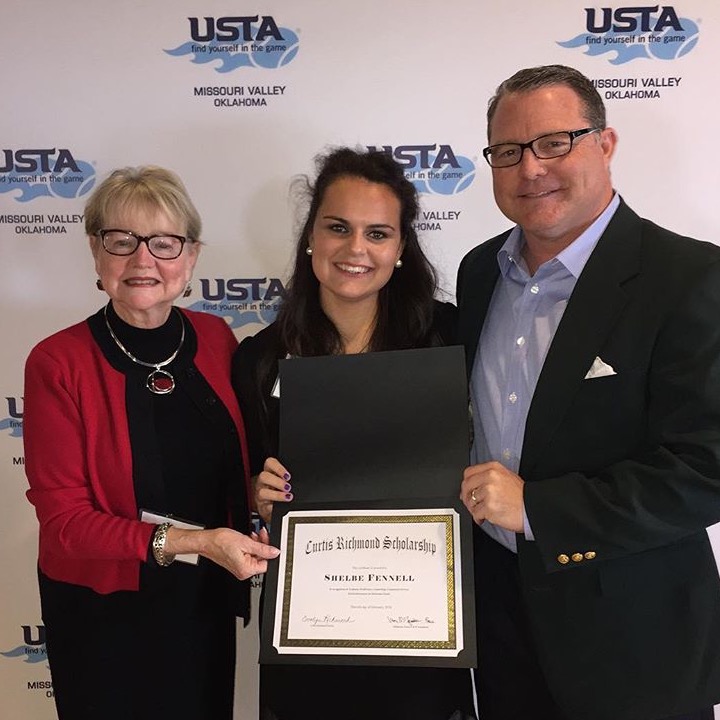 First recipient (2015):
Shelbe Fennell; Shawnee High School;
Southwestern State University

Also Pictured: Carolyn Richmond, Scholarship Chair, and Roone Richmond